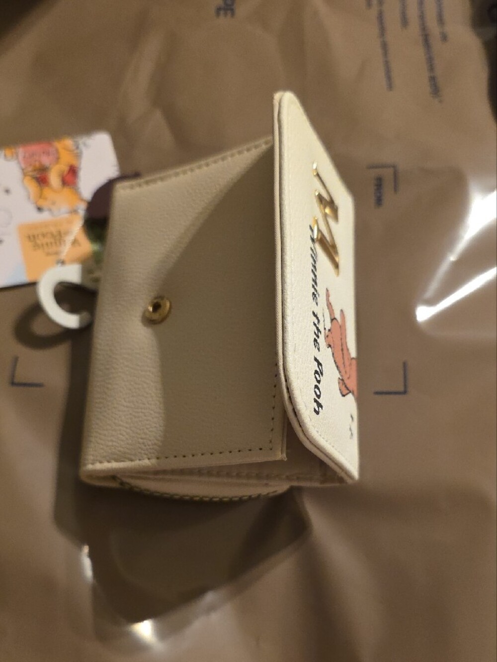 Winnie the Pooh Cream Bi-fold Wallet with Gold 'M' Accent NWT - Picture 4 of 8